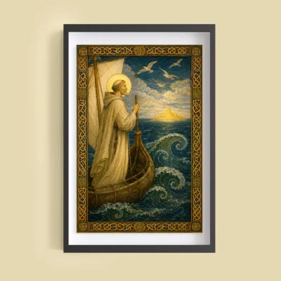Saint Brendan the Navigator giclée fine art print (framed on a wall)