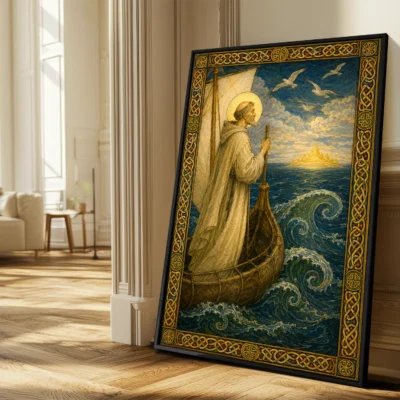 Saint Brendan the Navigator giclée fine art print (in a sunlit living room)