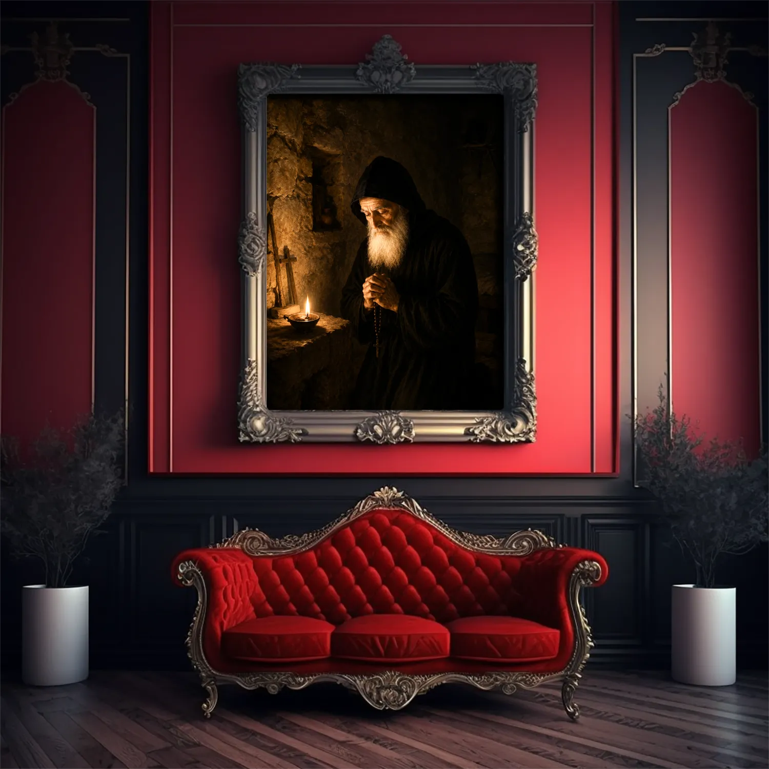 Saint Charbel canvas (in a Victorian interior)