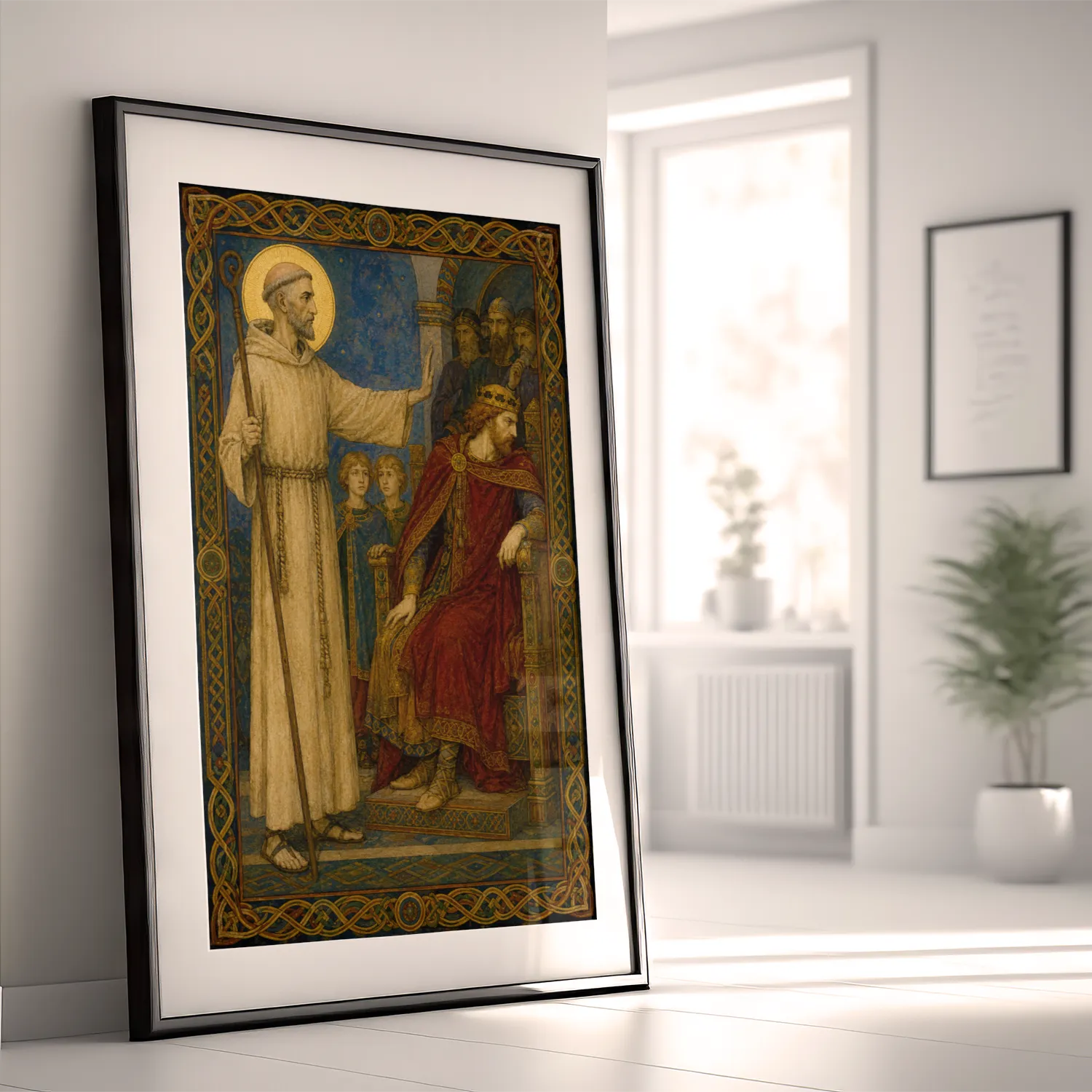 Saint Columbanus giclée fine art print (framed in a bright modern room)