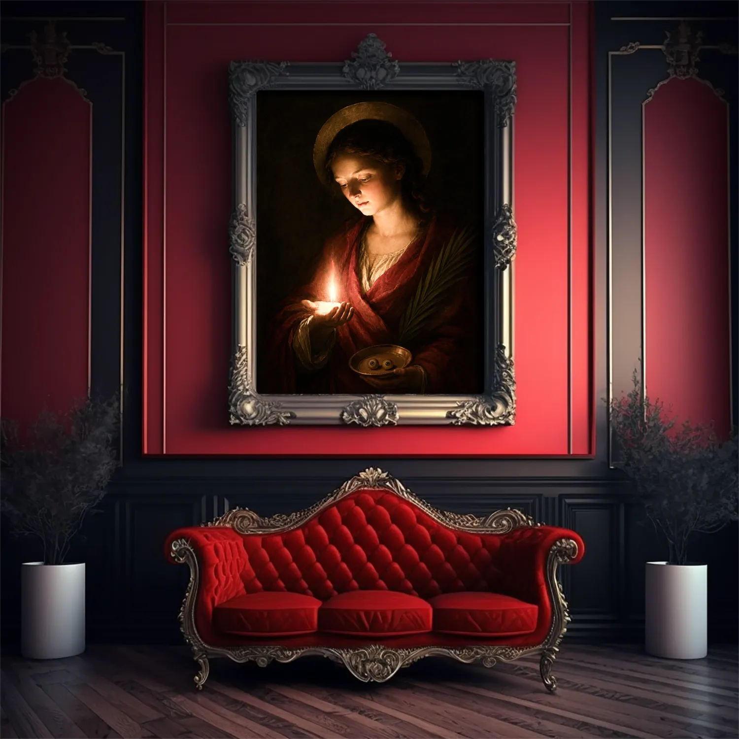 Saint Lucy of Syracuse canvas (in a Victorian interior)