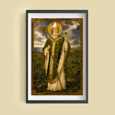 Saint Patrick giclée fine art print (framed on a wall)