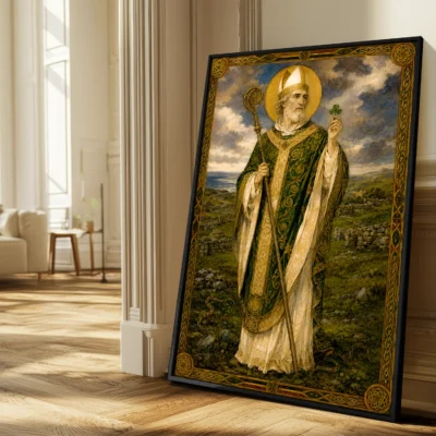 Saint Patrick giclée fine art print (in a sunlit living room)