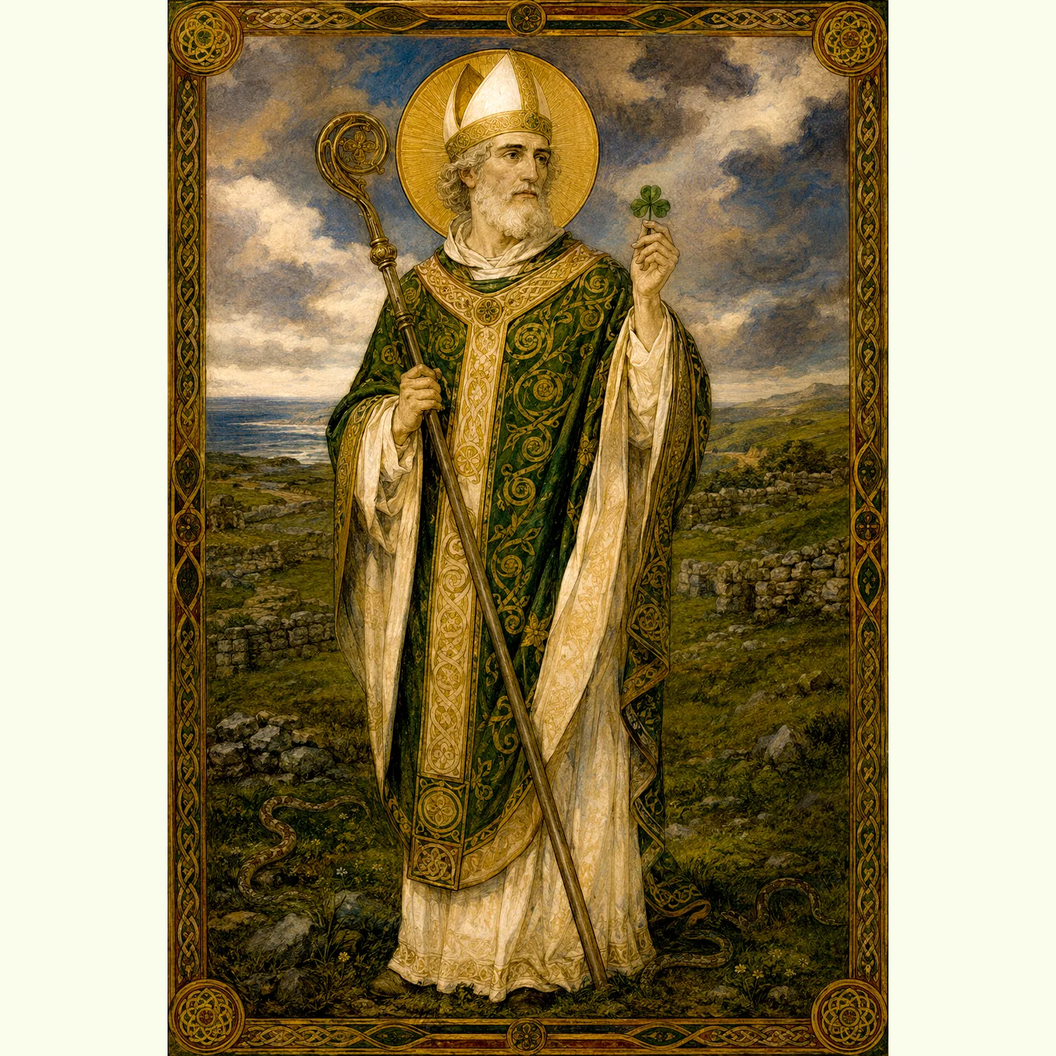 Saint Patrick giclée fine art print (flat view)