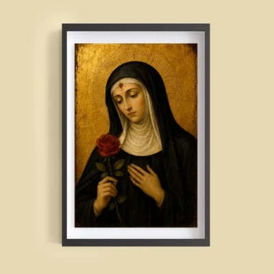 Saint Rita of Cascia giclée fine art print (framed on a wall)