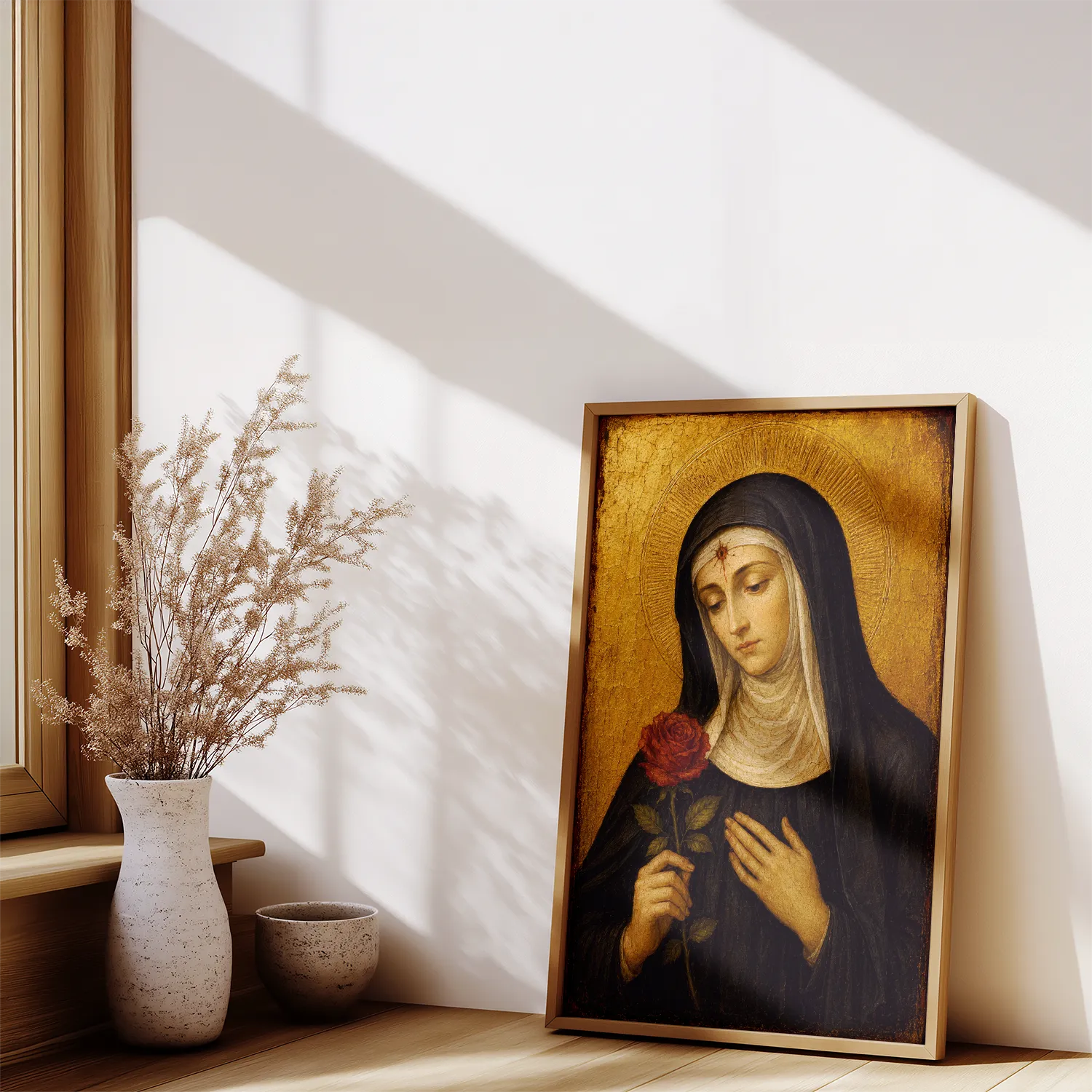 Saint Rita of Cascia giclée fine art print (in a wooden frame)