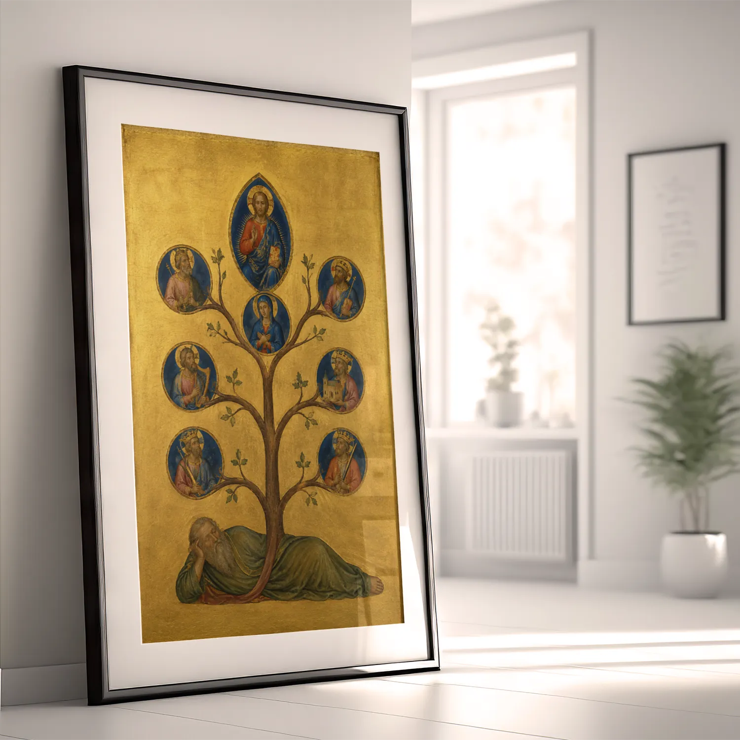 Tree of Jesse giclée fine art print (framed in a bright modern room)