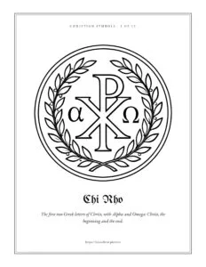 Chi Rho coloring page, free printable Christian symbol to color