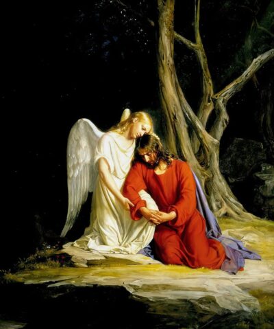Christ in Gethsemane, by Carl Bloch, between 1865 and 1879, the painting that inspired the coloring page