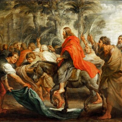 Christ's Entry into Jerusalem, by Peter Paul Rubens, 1600s, the painting that inspired the coloring page