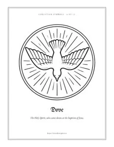Dove coloring page, free printable Christian symbol to color