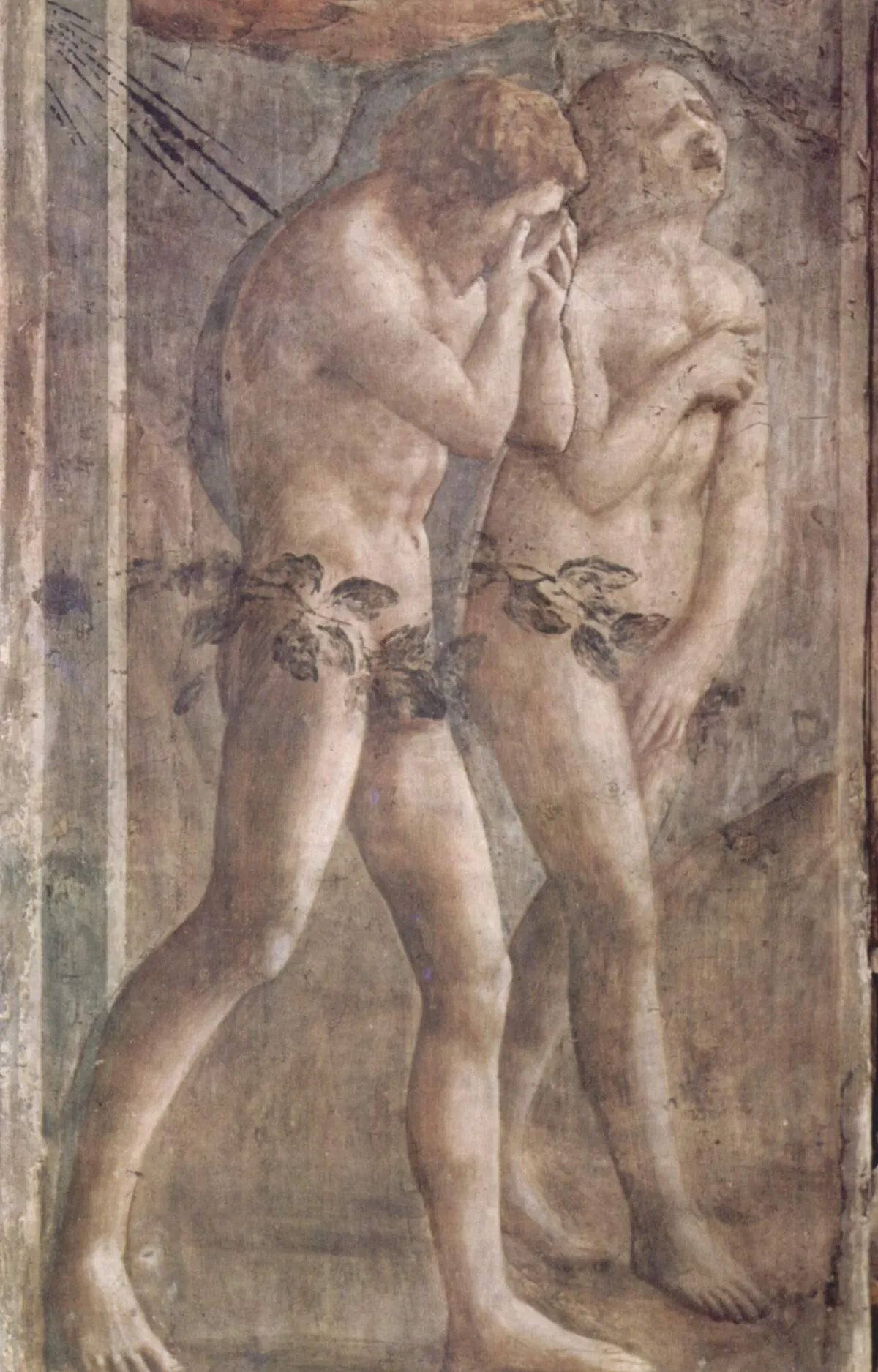 Masaccio's fresco of Adam hiding his face and Eve crying out as they are driven from the Garden of Eden