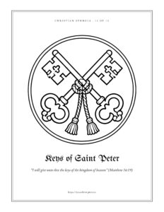 Keys of Saint Peter coloring page, free printable Christian symbol to color