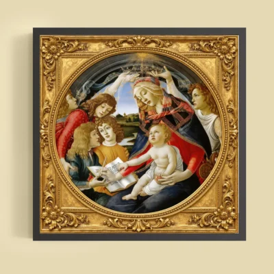 Madonna of the Magnificat by Sandro Botticelli giclée fine art print (framed on a wall)