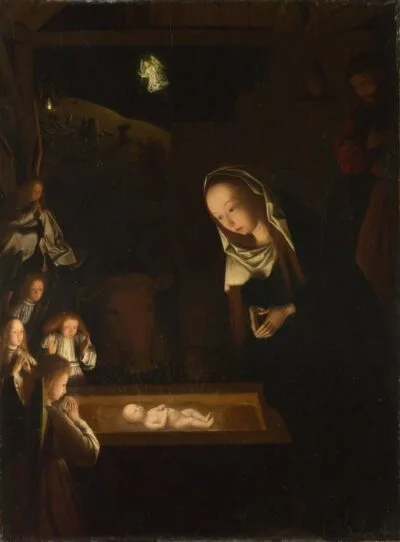 Nativity at Night, by Geertgen tot Sint Jans, about 1490, the painting that inspired the coloring page