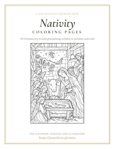 Nativity Coloring Pages, free printable coloring book of twelve famous Christmas paintings