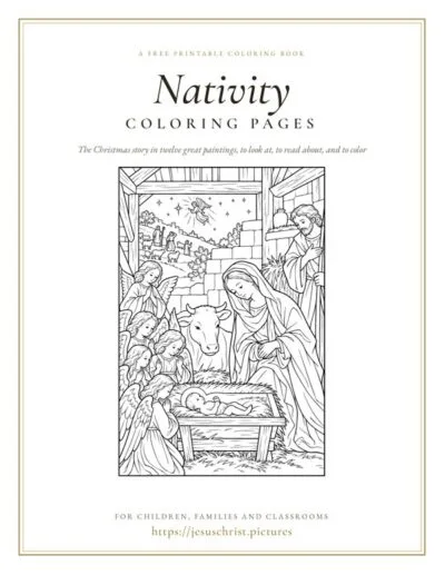 Nativity Coloring Pages, free printable coloring book of twelve famous Christmas paintings