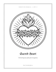 Sacred Heart coloring page, free printable Christian symbol to color