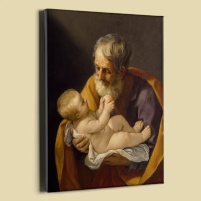 Saint Joseph and the Christ Child by Guido Reni canvas (perspective view)