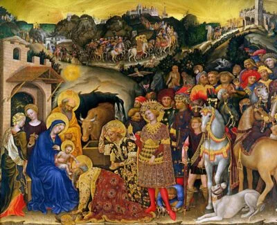 Adoration of the Magi, by Gentile da Fabriano, 1423, the painting that inspired the coloring page