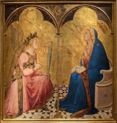 The Annunciation, by Ambrogio Lorenzetti, 1344, the painting that inspired the coloring page