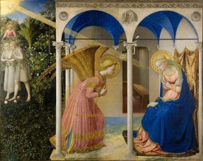 The Annunciation, by Fra Angelico, about 1426, the painting that inspired the coloring page