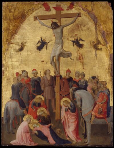 The Crucifixion, by Fra Angelico, about 1420 to 1423, the painting that inspired the coloring page