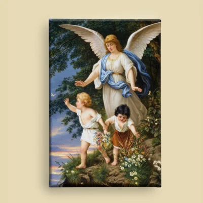 The Guardian Angel by Bernhard Plockhorst canvas reproduction (front view)