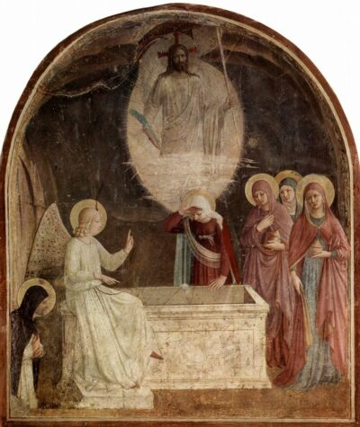 The Holy Women at the Tomb, by Fra Angelico, about 1440 to 1442, the painting that inspired the coloring page