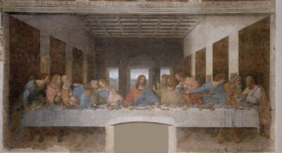 The Last Supper, by Leonardo da Vinci, 1495 to 1498, the painting that inspired the coloring page