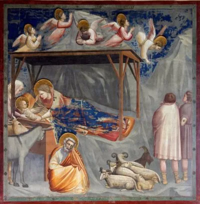 The Nativity, by Giotto, about 1305, the painting that inspired the coloring page