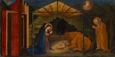 The Nativity, in the style of Fra Angelico, date unknown, the painting that inspired the coloring page
