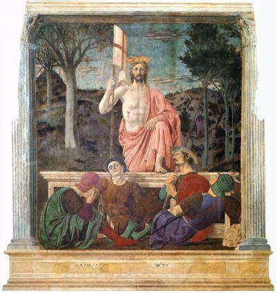 The Resurrection, by Piero della Francesca, about 1460, the painting that inspired the coloring page