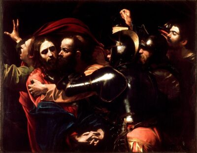 The Taking of Christ, by Caravaggio, 1602, the painting that inspired the coloring page