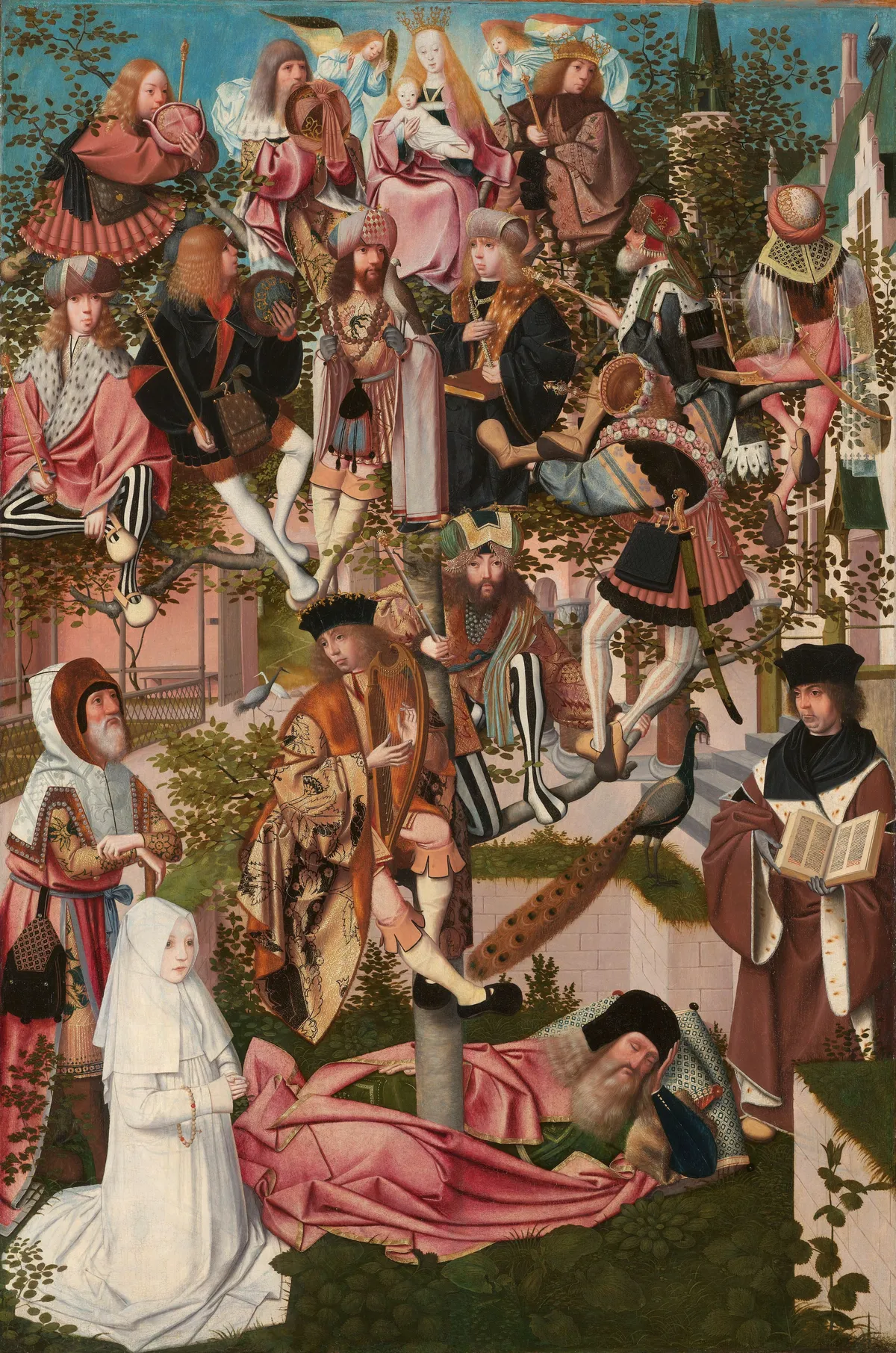The Tree of Jesse, Jesse asleep at the foot of a tree whose branches hold the kings of Israel and, at the top, the Virgin and Child